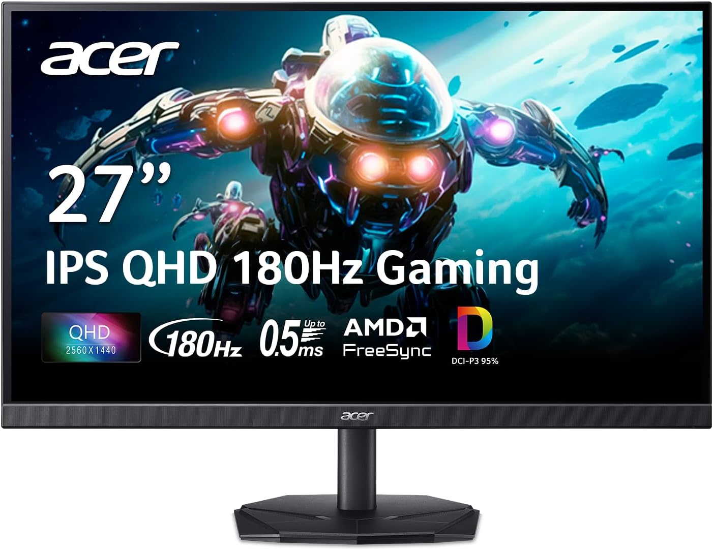 Monitor Acer Nitro IPS QHD 2560 x 1440 de 27 pulgadas AMD FreeSync Actualización de hasta 180 Hz